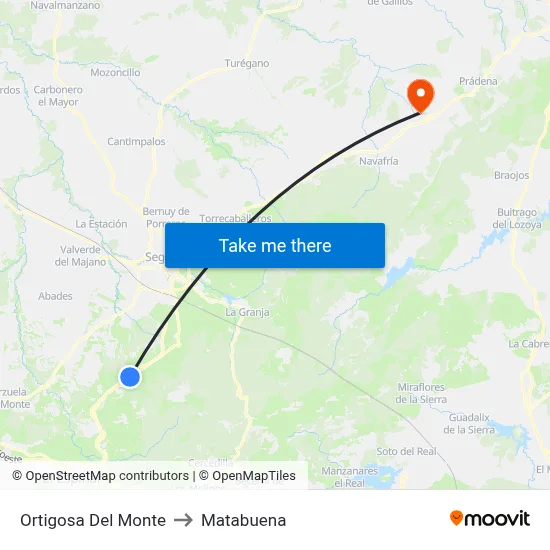 Ortigosa Del Monte to Matabuena map