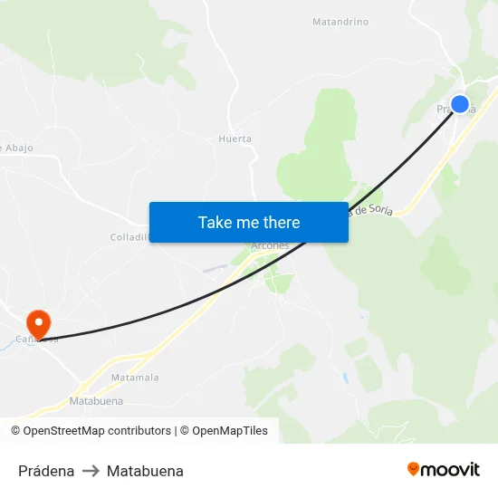 Prádena to Matabuena map