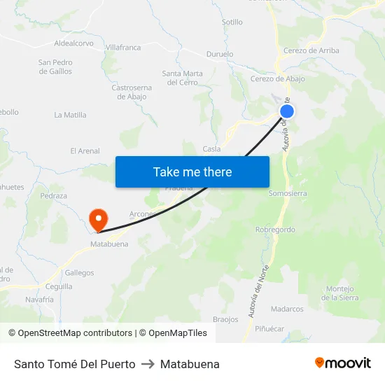 Santo Tomé Del Puerto to Matabuena map