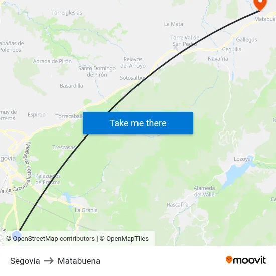Segovia to Matabuena map