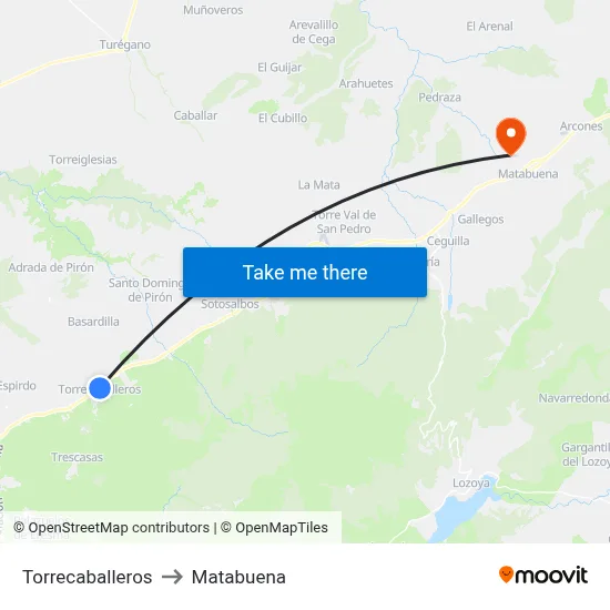 Torrecaballeros to Matabuena map