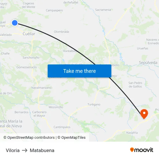 Viloria to Matabuena map