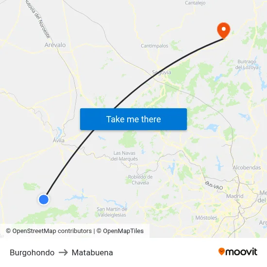 Burgohondo to Matabuena map