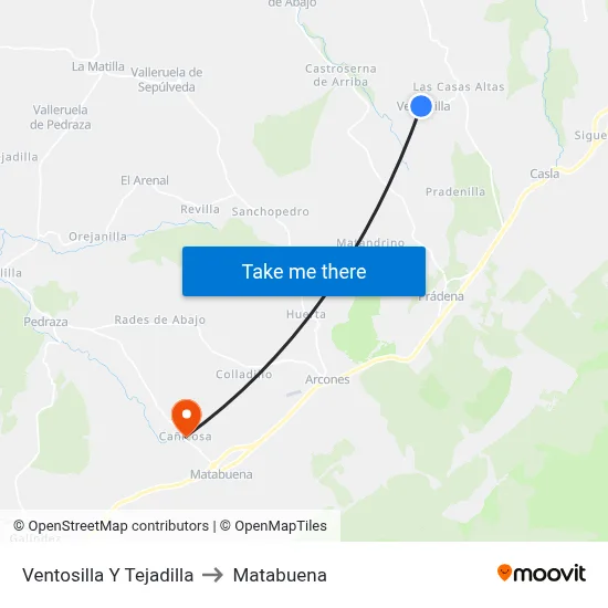 Ventosilla Y Tejadilla to Matabuena map