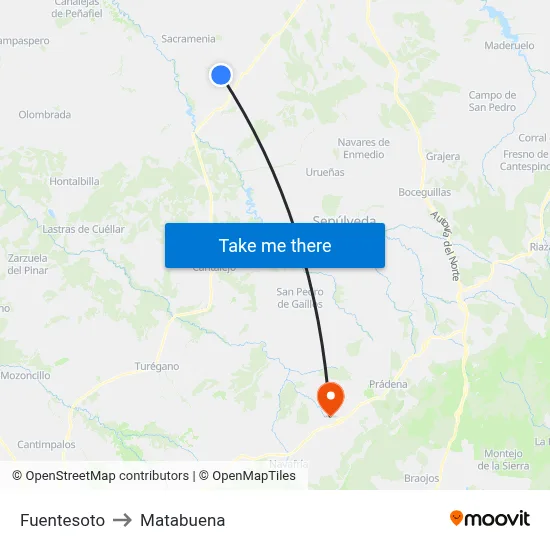 Fuentesoto to Matabuena map