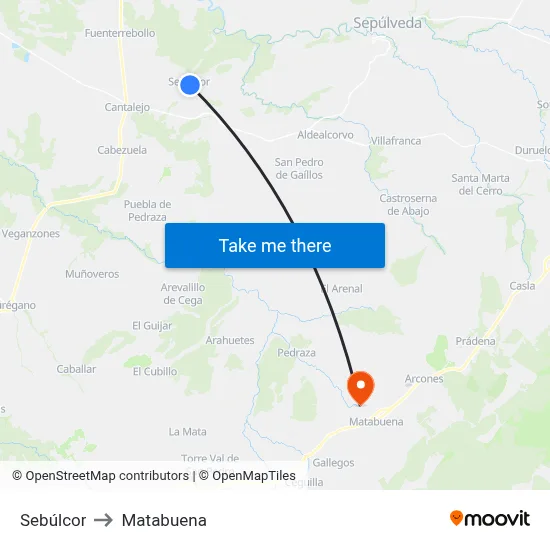 Sebúlcor to Matabuena map