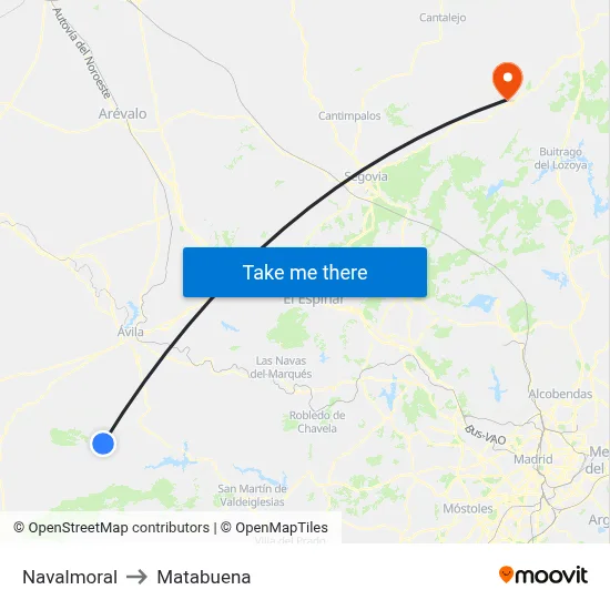 Navalmoral to Matabuena map