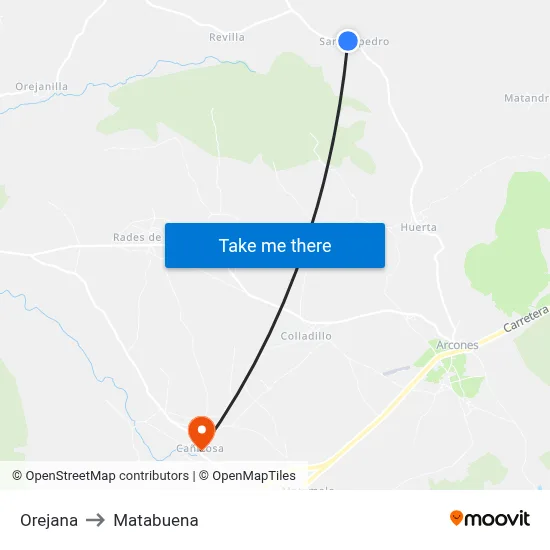 Orejana to Matabuena map