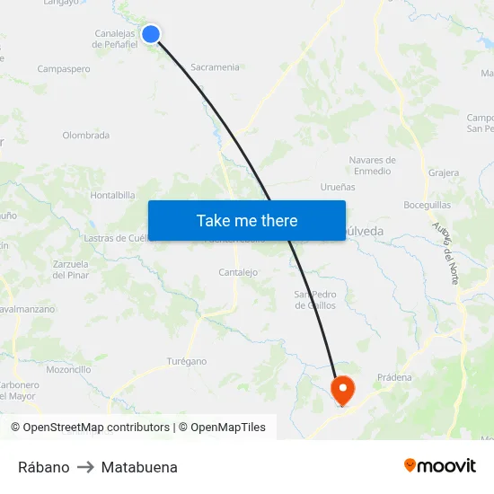 Rábano to Matabuena map