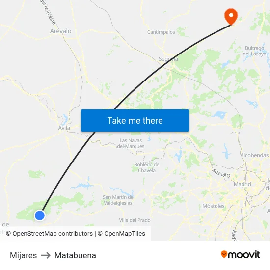 Mijares to Matabuena map
