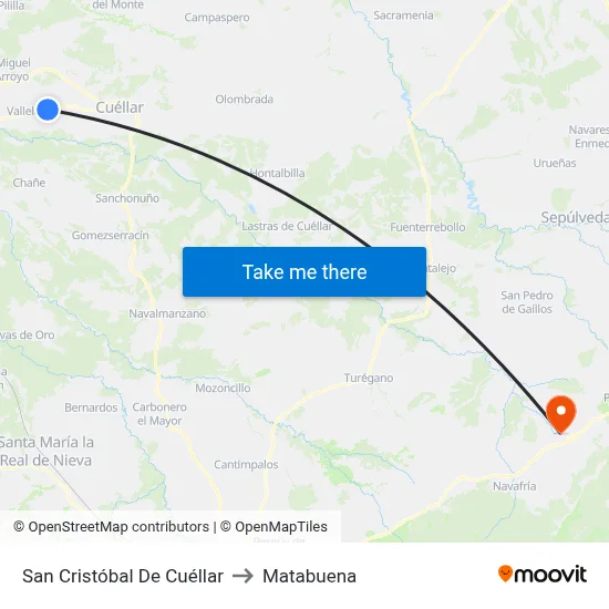 San Cristóbal De Cuéllar to Matabuena map