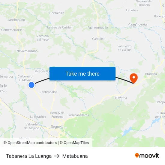 Tabanera La Luenga to Matabuena map