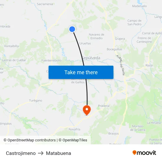 Castrojimeno to Matabuena map