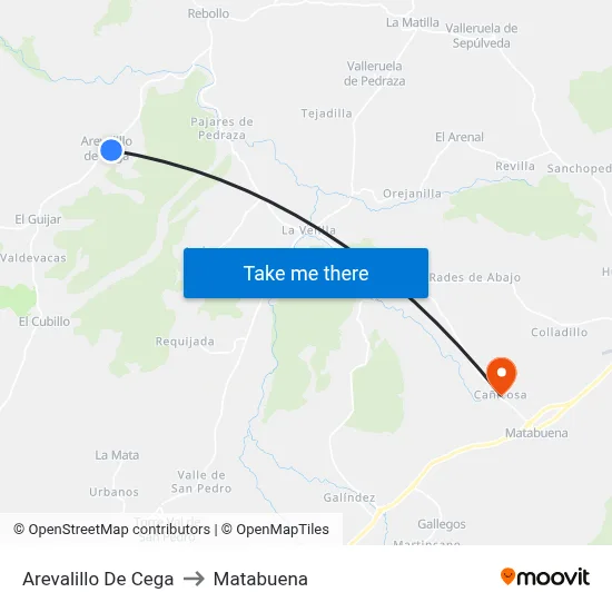 Arevalillo De Cega to Matabuena map