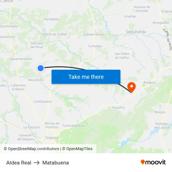 Aldea Real to Matabuena map