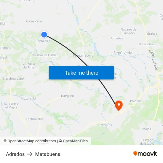 Adrados to Matabuena map
