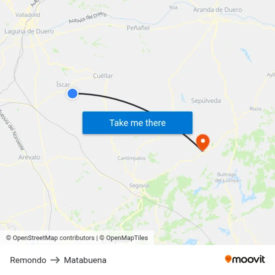 Remondo to Matabuena map