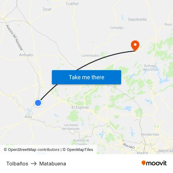 Tolbaños to Matabuena map