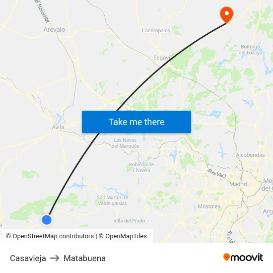 Casavieja to Matabuena map