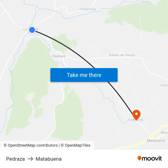 Pedraza to Matabuena map