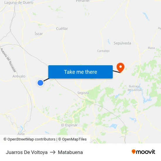 Juarros De Voltoya to Matabuena map
