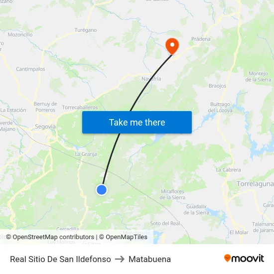 Real Sitio De San Ildefonso to Matabuena map