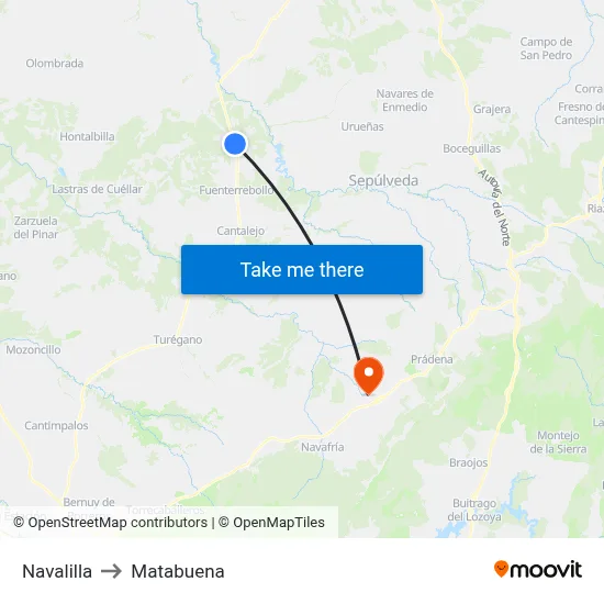 Navalilla to Matabuena map