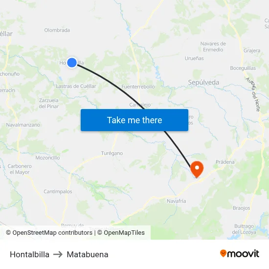Hontalbilla to Matabuena map