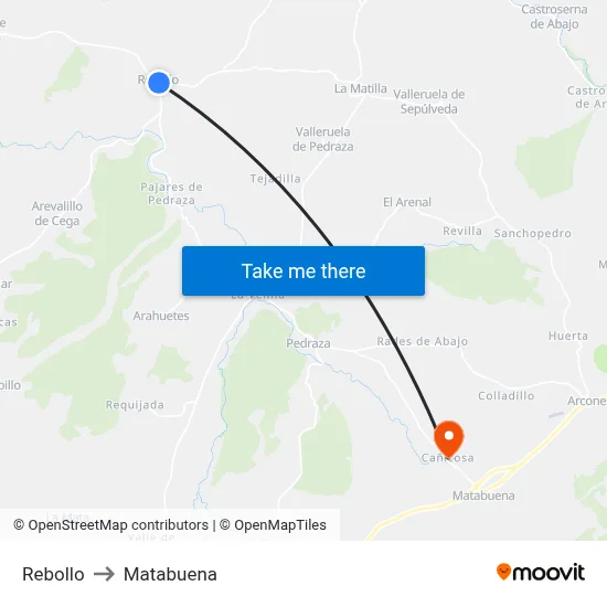 Rebollo to Matabuena map