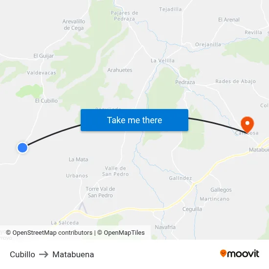 Cubillo to Matabuena map
