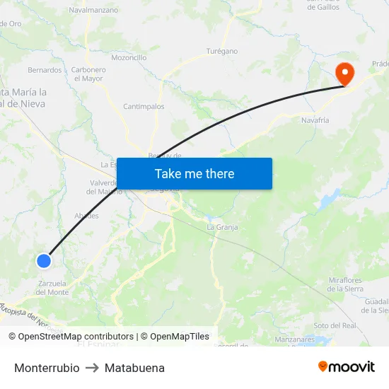 Monterrubio to Matabuena map