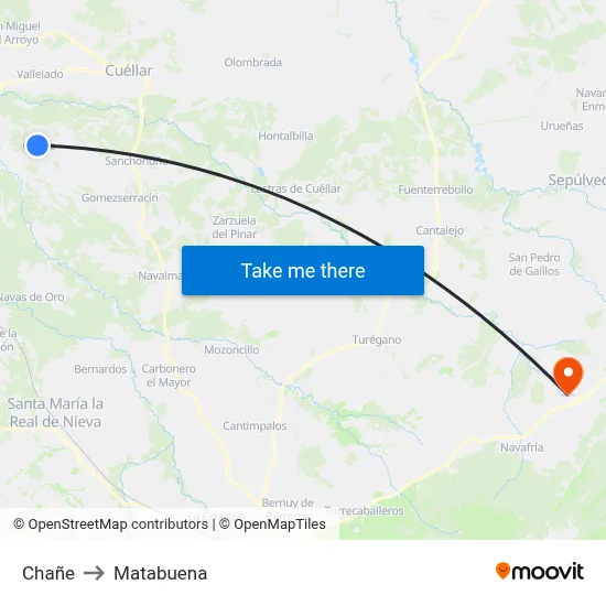 Chañe to Matabuena map