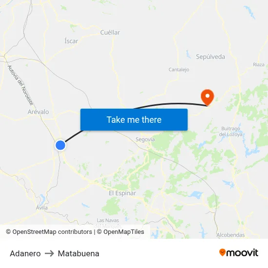 Adanero to Matabuena map