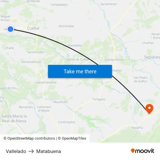 Vallelado to Matabuena map