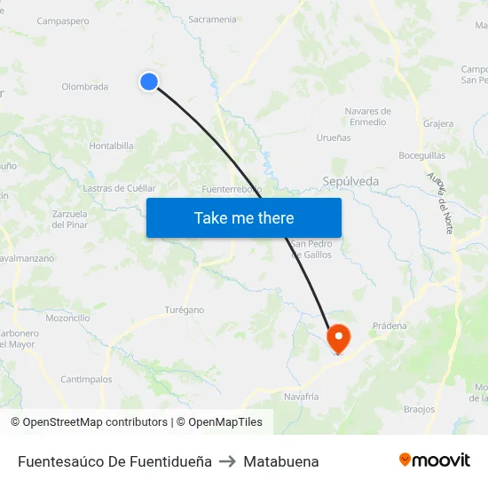 Fuentesaúco De Fuentidueña to Matabuena map