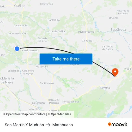 San Martín Y Mudrián to Matabuena map