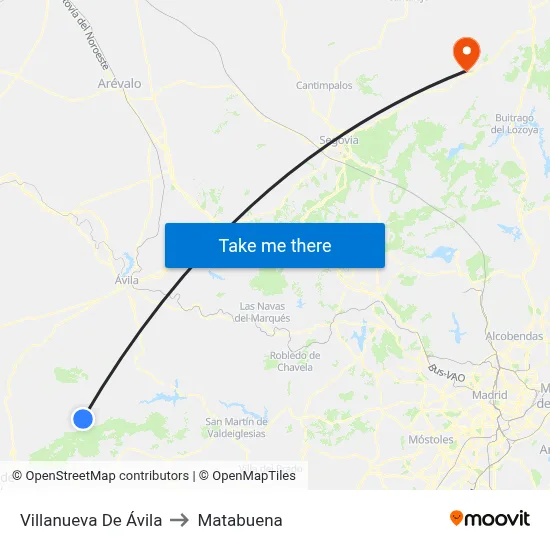 Villanueva De Ávila to Matabuena map