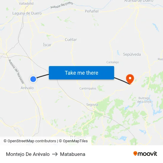 Montejo De Arévalo to Matabuena map
