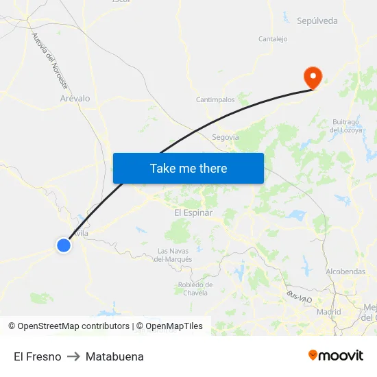 El Fresno to Matabuena map