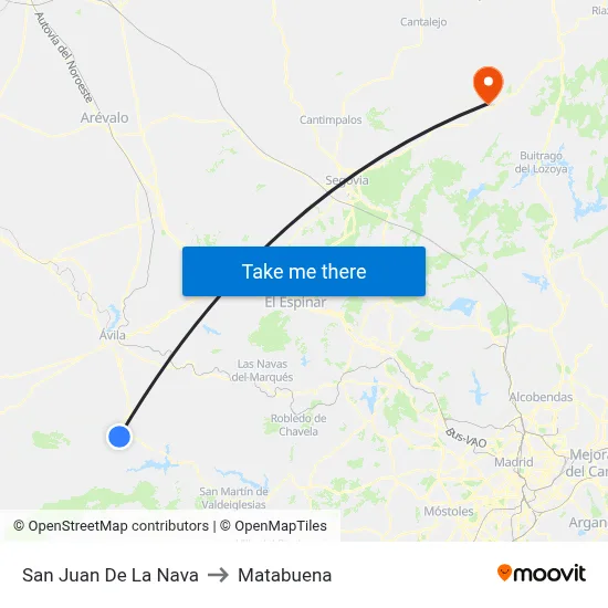 San Juan De La Nava to Matabuena map