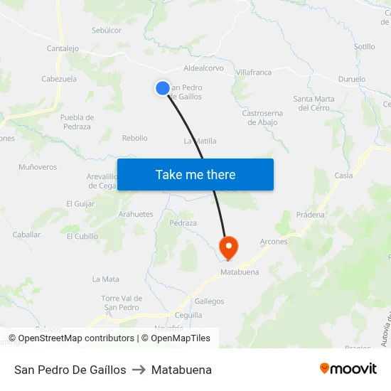 San Pedro De Gaíllos to Matabuena map