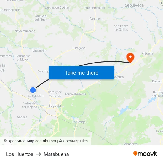 Los Huertos to Matabuena map
