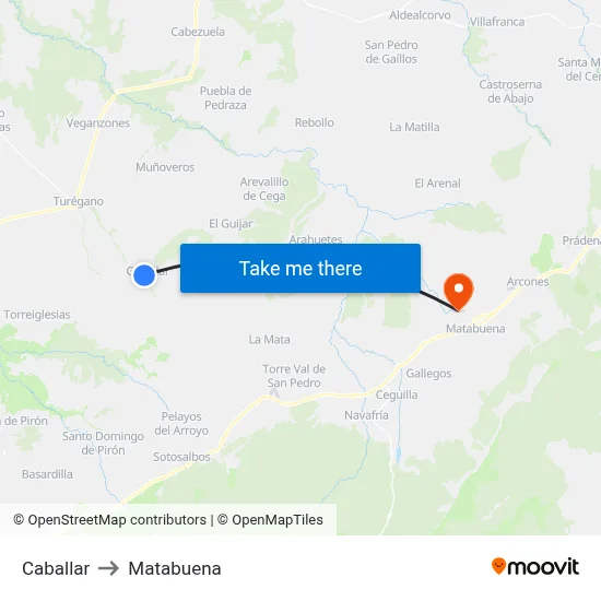 Caballar to Matabuena map