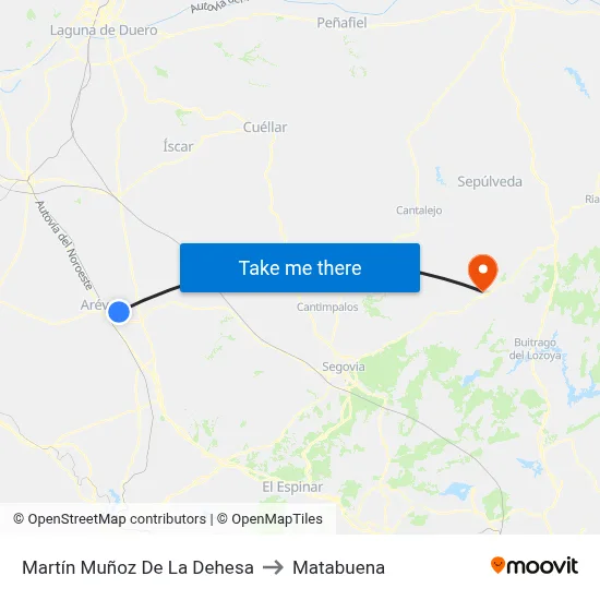 Martín Muñoz De La Dehesa to Matabuena map
