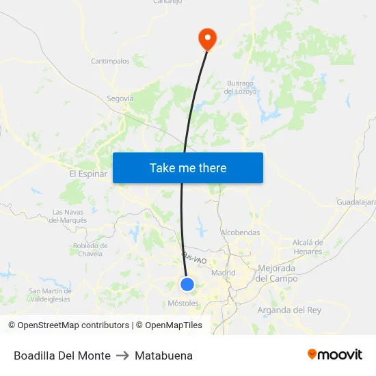 Boadilla Del Monte to Matabuena map