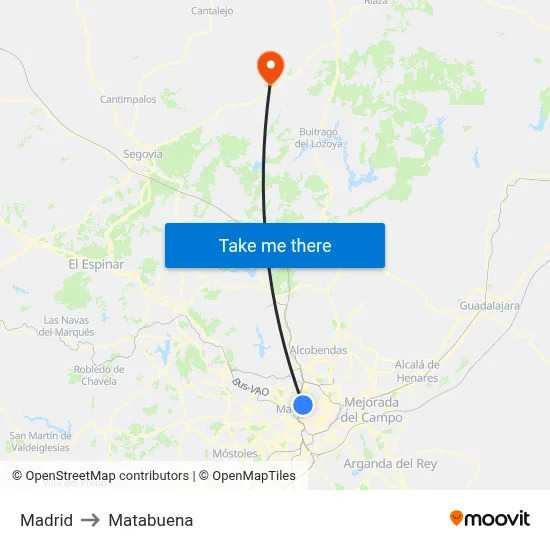 Madrid to Matabuena map