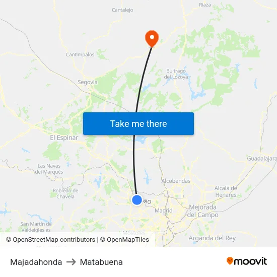 Majadahonda to Matabuena map