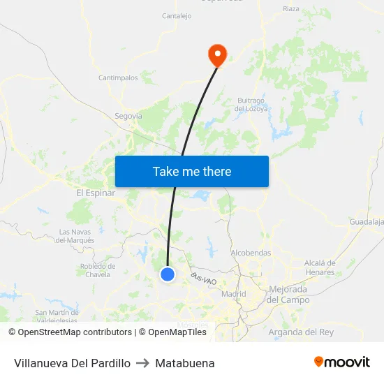 Villanueva Del Pardillo to Matabuena map