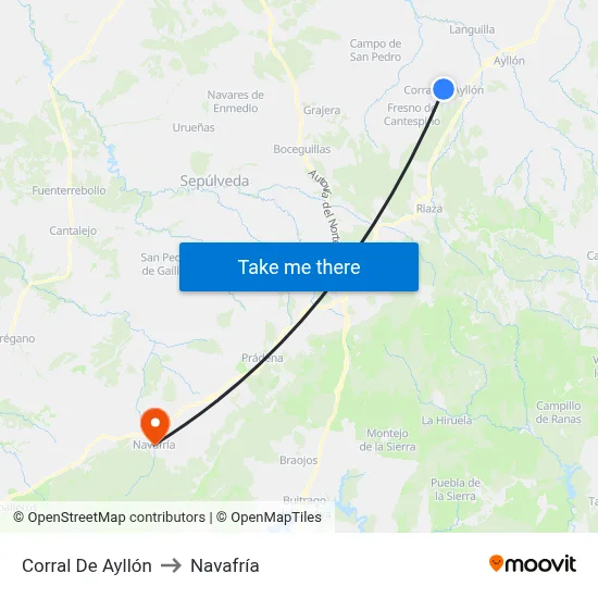 Corral De Ayllón to Navafría map
