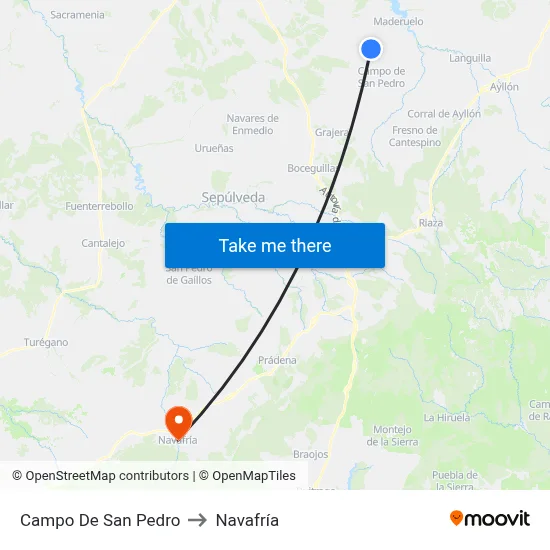 Campo De San Pedro to Navafría map